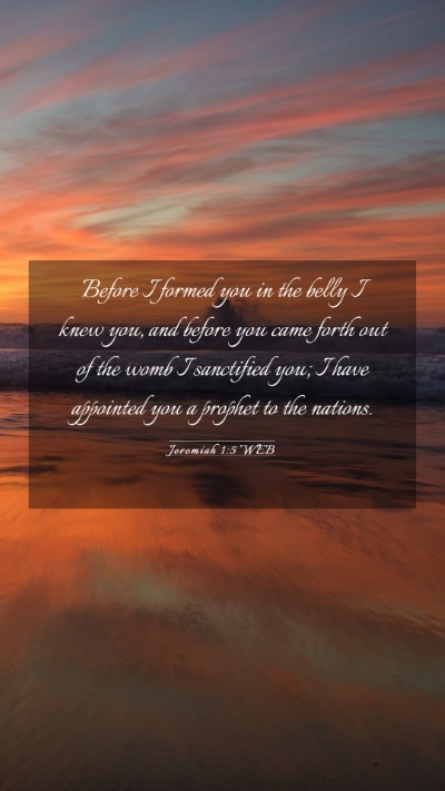 Picture 03 - Jeremiah 1:5 WEB Mobile Phone Wallpaper - Before I formed you in the belly I knew you, and - Mobile Bible Verse Wallpaper