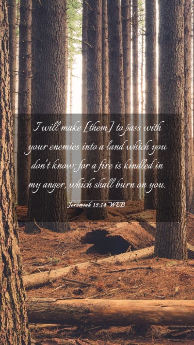 Picture 03 - Jeremiah 15:14 WEB Mobile Phone Wallpaper - I will make [them] to pass with your enemies into - Mobile Bible Verse Wallpaper