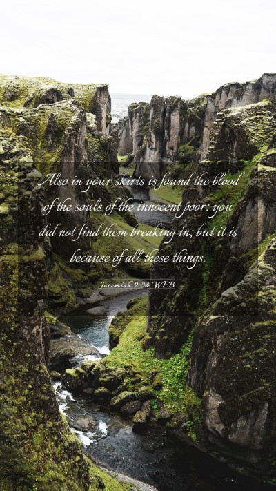 Picture 03 - Jeremiah 2:34 WEB Mobile Phone Wallpaper - Also in your skirts is found the blood of the - Mobile Bible Verse Wallpaper