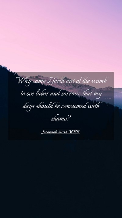 Picture 03 - Jeremiah 20:18 WEB Mobile Phone Wallpaper - Why came I forth out of the womb to see labor and - Mobile Bible Verse Wallpaper