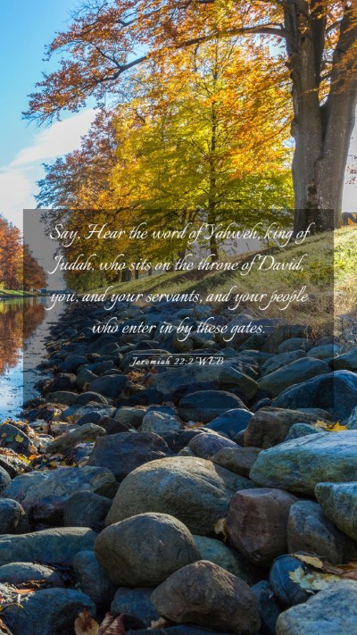 Picture 03 - Jeremiah 22:2 WEB Mobile Phone Wallpaper - Say, Hear the word of Yahweh, king of Judah, who - Mobile Bible Verse Wallpaper