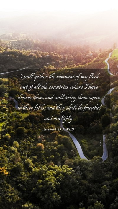 Picture 03 - Jeremiah 23:3 WEB Mobile Phone Wallpaper - I will gather the remnant of my flock out of all - Mobile Bible Verse Wallpaper