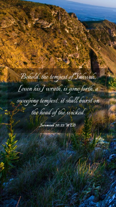 Picture 03 - Jeremiah 30:23 WEB Mobile Phone Wallpaper - Behold, the tempest of Yahweh, [even his] wrath, - Mobile Bible Verse Wallpaper