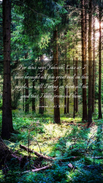 Picture 03 - Jeremiah 32:42 WEB Mobile Phone Wallpaper - For thus says Yahweh: Like as I have brought all - Mobile Bible Verse Wallpaper