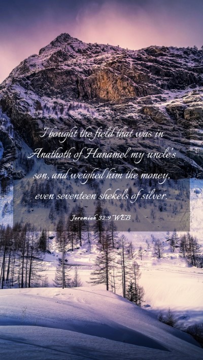 Picture 03 - Jeremiah 32:9 WEB Mobile Phone Wallpaper - I bought the field that was in Anathoth of - Mobile Bible Verse Wallpaper
