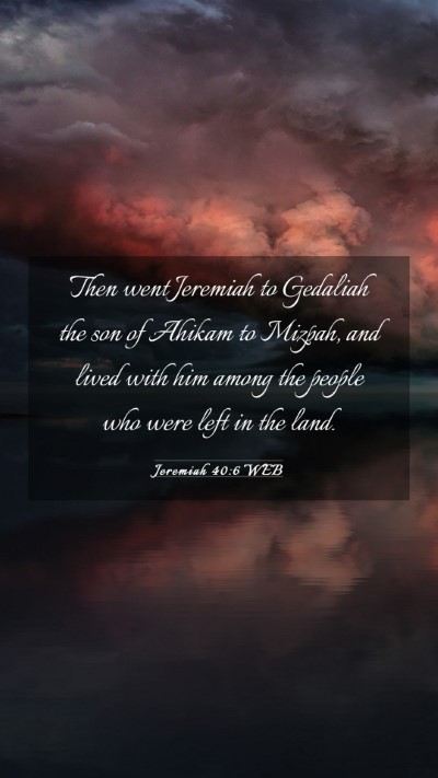 Picture 03 - Jeremiah 40:6 WEB Mobile Phone Wallpaper - Then went Jeremiah to Gedaliah the son of Ahikam - Mobile Bible Verse Wallpaper