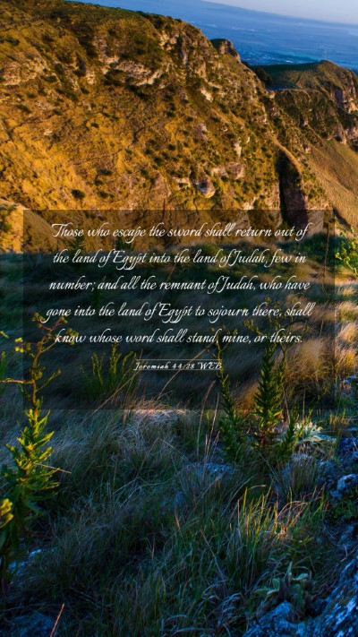 Picture 03 - Jeremiah 44:28 WEB Mobile Phone Wallpaper - Those who escape the sword shall return out of - Mobile Bible Verse Wallpaper