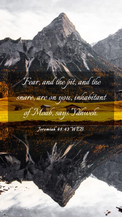 Picture 03 - Jeremiah 48:43 WEB Mobile Phone Wallpaper - Fear, and the pit, and the snare, are on you, - Mobile Bible Verse Wallpaper