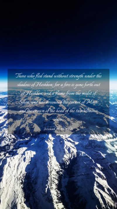 Picture 03 - Jeremiah 48:45 WEB Mobile Phone Wallpaper - Those who fled stand without strength under the - Mobile Bible Verse Wallpaper