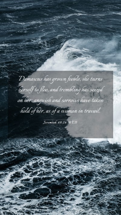 Picture 03 - Jeremiah 49:24 WEB Mobile Phone Wallpaper - Damascus has grown feeble, she turns herself to - Mobile Bible Verse Wallpaper