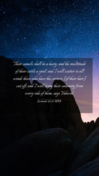Picture 03 - Jeremiah 49:32 WEB Mobile Phone Wallpaper - Their camels shall be a booty, and the multitude - Mobile Bible Verse Wallpaper
