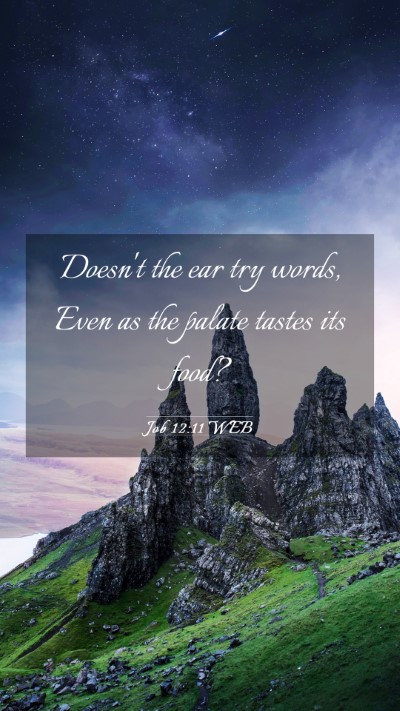 Picture 03 - Job 12:11 WEB Mobile Phone Wallpaper - Doesn't the ear try words, Even as the palate - Mobile Bible Verse Wallpaper