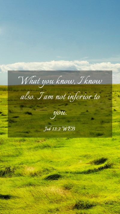 Picture 03 - Job 13:2 WEB Mobile Phone Wallpaper - What you know, I know also. I am not inferior to - Mobile Bible Verse Wallpaper