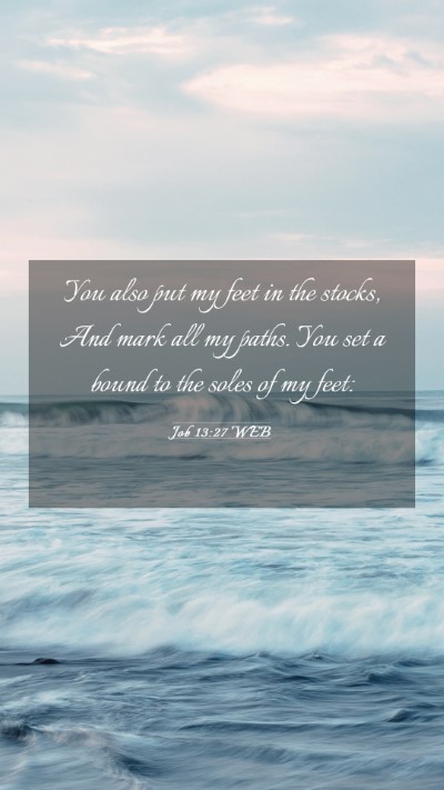 Picture 03 - Job 13:27 WEB Mobile Phone Wallpaper - You also put my feet in the stocks, And mark all - Mobile Bible Verse Wallpaper