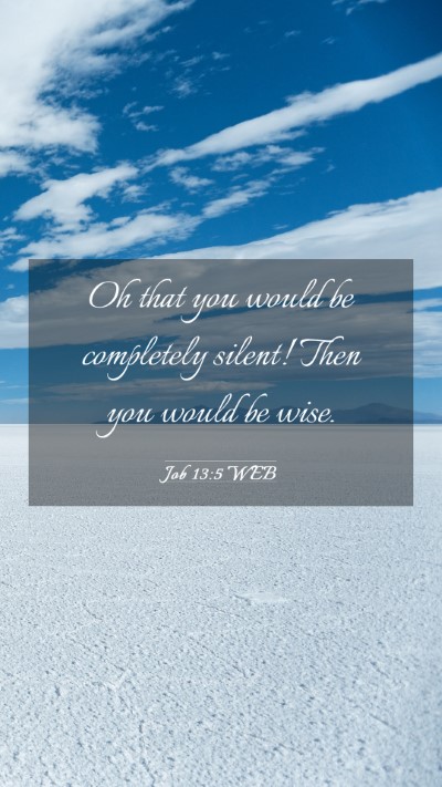 Picture 03 - Job 13:5 WEB Mobile Phone Wallpaper - Oh that you would be completely silent! Then you - Mobile Bible Verse Wallpaper