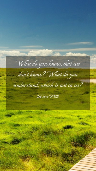 Picture 03 - Job 15:9 WEB Mobile Phone Wallpaper - What do you know, that we don't know? What do you - Mobile Bible Verse Wallpaper