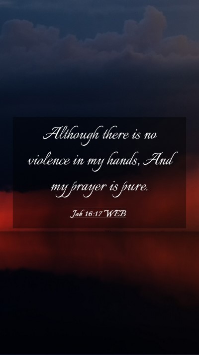 Picture 03 - Job 16:17 WEB Mobile Phone Wallpaper - Although there is no violence in my hands, And my - Mobile Bible Verse Wallpaper