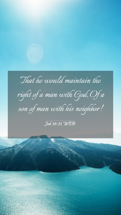 Picture 03 - Job 16:21 WEB Mobile Phone Wallpaper - That he would maintain the right of a man with - Mobile Bible Verse Wallpaper