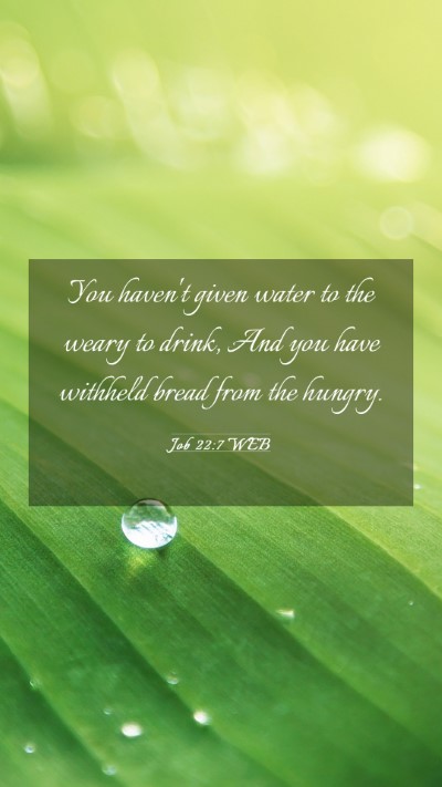 Picture 03 - Job 22:7 WEB Mobile Phone Wallpaper - You haven't given water to the weary to drink, - Mobile Bible Verse Wallpaper