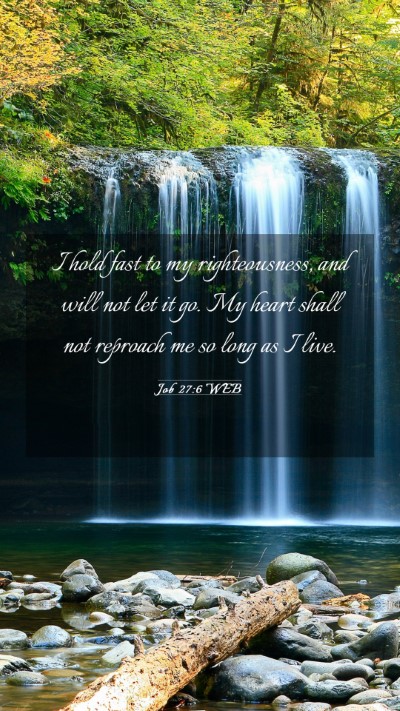 Picture 03 - Job 27:6 WEB Mobile Phone Wallpaper - I hold fast to my righteousness, and will not let - Mobile Bible Verse Wallpaper