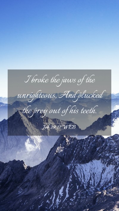 Picture 03 - Job 29:17 WEB Mobile Phone Wallpaper - I broke the jaws of the unrighteous, And plucked - Mobile Bible Verse Wallpaper