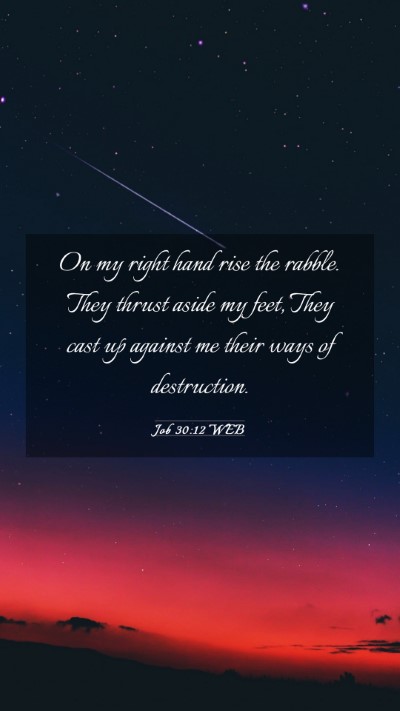Picture 03 - Job 30:12 WEB Mobile Phone Wallpaper - On my right hand rise the rabble. They thrust - Mobile Bible Verse Wallpaper