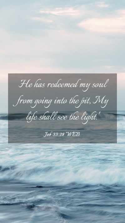 Picture 03 - Job 33:28 WEB Mobile Phone Wallpaper - He has redeemed my soul from going into the pit, - Mobile Bible Verse Wallpaper