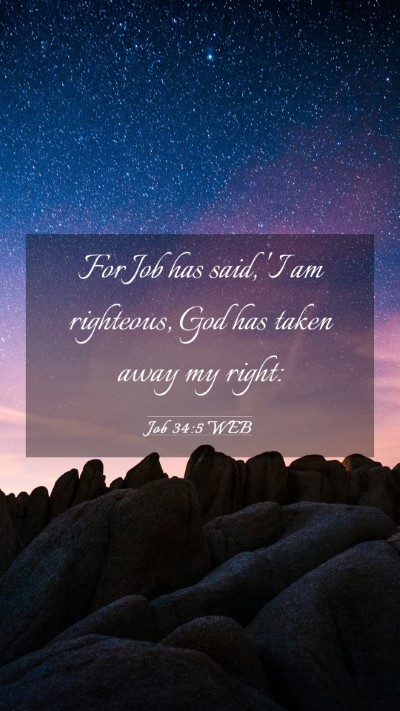 Picture 03 - Job 34:5 WEB Mobile Phone Wallpaper - For Job has said, 'I am righteous, God has taken - Mobile Bible Verse Wallpaper