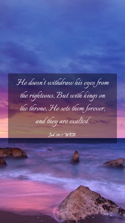Picture 03 - Job 36:7 WEB Mobile Phone Wallpaper - He doesn't withdraw his eyes from the righteous, - Mobile Bible Verse Wallpaper