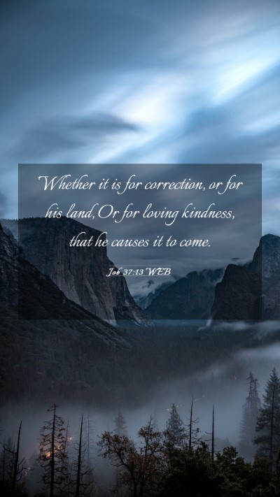 Picture 03 - Job 37:13 WEB Mobile Phone Wallpaper - Whether it is for correction, or for his land, Or - Mobile Bible Verse Wallpaper