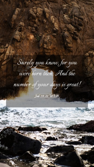 Picture 03 - Job 38:21 WEB Mobile Phone Wallpaper - Surely you know, for you were born then, And the - Mobile Bible Verse Wallpaper