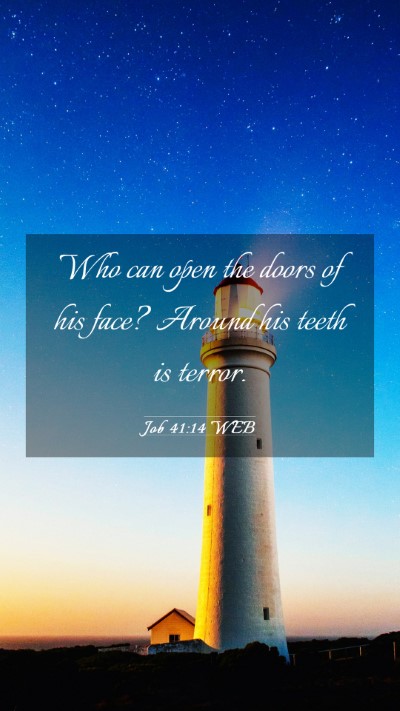 Picture 03 - Job 41:14 WEB Mobile Phone Wallpaper - Who can open the doors of his face? Around his - Mobile Bible Verse Wallpaper