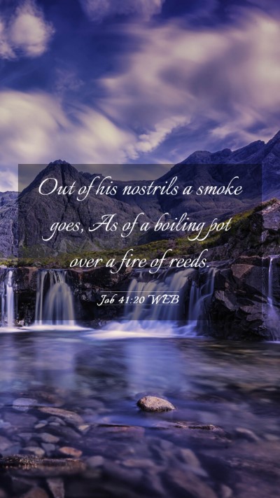 Picture 03 - Job 41:20 WEB Mobile Phone Wallpaper - Out of his nostrils a smoke goes, As of a boiling - Mobile Bible Verse Wallpaper