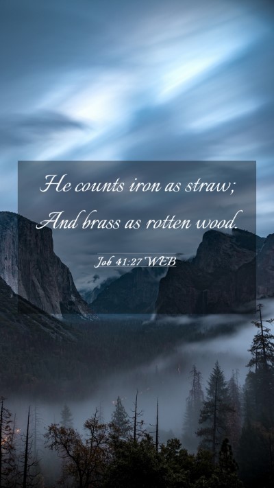 Picture 03 - Job 41:27 WEB Mobile Phone Wallpaper - He counts iron as straw; And brass as rotten - Mobile Bible Verse Wallpaper