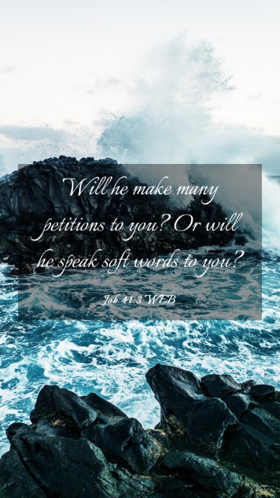 Picture 03 - Job 41:3 WEB Mobile Phone Wallpaper - Will he make many petitions to you? Or will he - Mobile Bible Verse Wallpaper