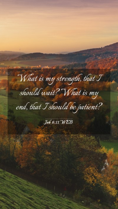 Picture 03 - Job 6:11 WEB Mobile Phone Wallpaper - What is my strength, that I should wait? What is - Mobile Bible Verse Wallpaper