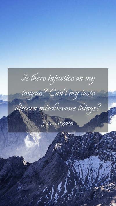 Picture 03 - Job 6:30 WEB Mobile Phone Wallpaper - Is there injustice on my tongue? Can't my taste - Mobile Bible Verse Wallpaper