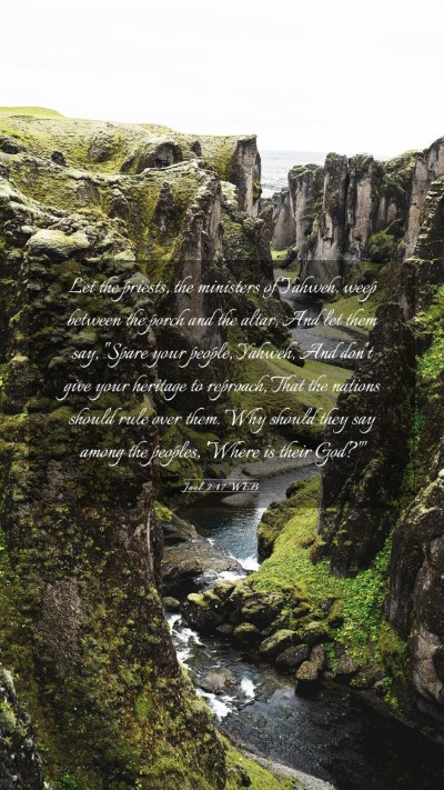 Picture 03 - Joel 2:17 WEB Mobile Phone Wallpaper - Let the priests, the ministers of Yahweh, weep - Mobile Bible Verse Wallpaper