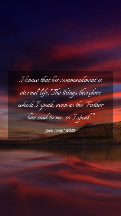 Picture 03 - John 12:50 WEB Mobile Phone Wallpaper - I know that his commandment is eternal life. The - Mobile Bible Verse Wallpaper