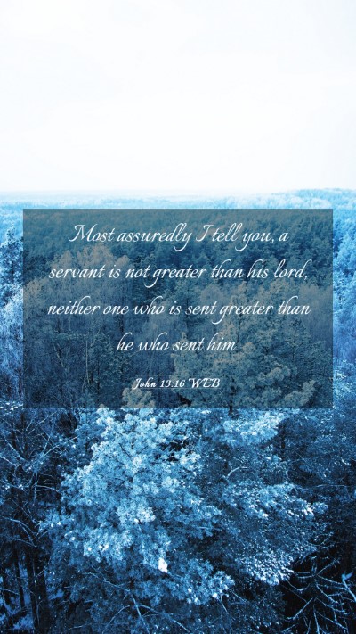 Picture 03 - John 13:16 WEB Mobile Phone Wallpaper - Most assuredly I tell you, a servant is not - Mobile Bible Verse Wallpaper