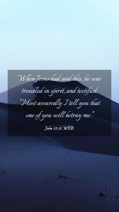 Picture 03 - John 13:21 WEB Mobile Phone Wallpaper - When Jesus had said this, he was troubled in - Mobile Bible Verse Wallpaper