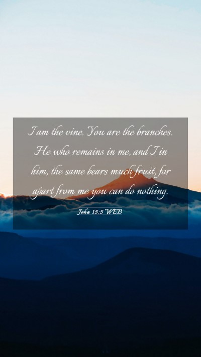 Picture 03 - John 15:5 WEB Mobile Phone Wallpaper - I am the vine. You are the branches. He who - Mobile Bible Verse Wallpaper