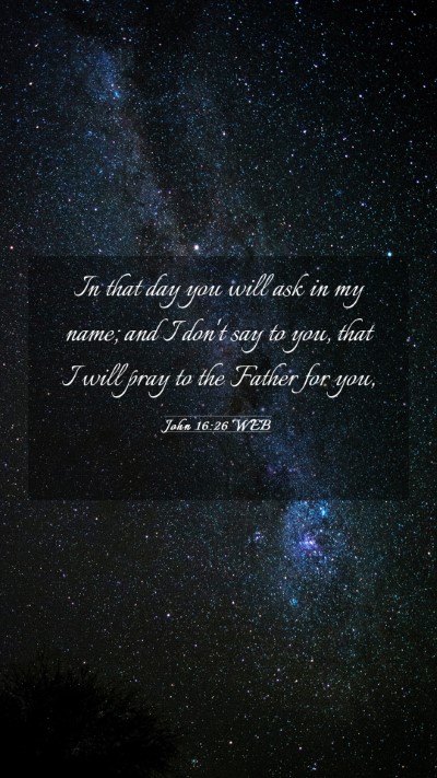 Picture 03 - John 16:26 WEB Mobile Phone Wallpaper - In that day you will ask in my name; and I don't - Mobile Bible Verse Wallpaper