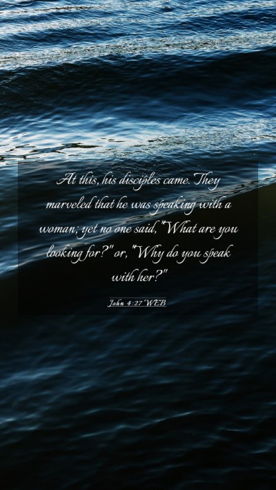 Picture 03 - John 4:27 WEB Mobile Phone Wallpaper - At this, his disciples came. They marveled that - Mobile Bible Verse Wallpaper