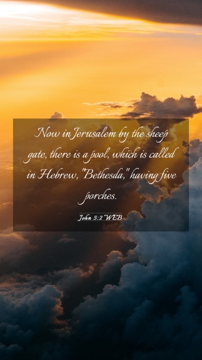 Picture 03 - John 5:2 WEB Mobile Phone Wallpaper - Now in Jerusalem by the sheep gate, there is a - Mobile Bible Verse Wallpaper