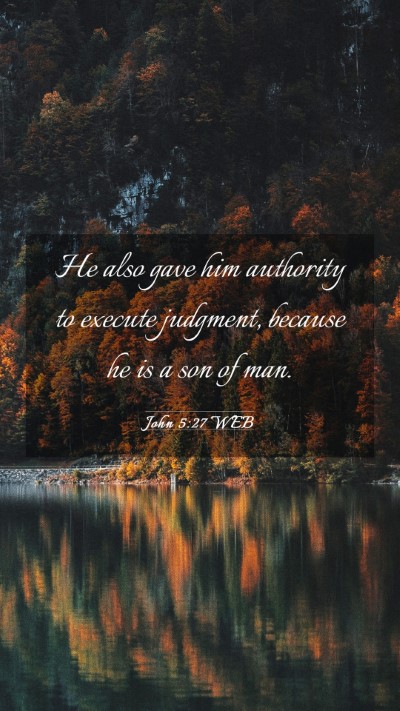 Picture 03 - John 5:27 WEB Mobile Phone Wallpaper - He also gave him authority to execute judgment, - Mobile Bible Verse Wallpaper