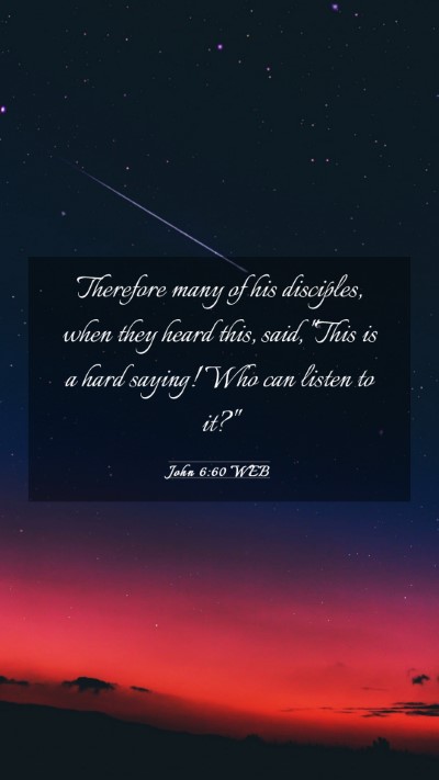 Picture 03 - John 6:60 WEB Mobile Phone Wallpaper - Therefore many of his disciples, when they heard - Mobile Bible Verse Wallpaper