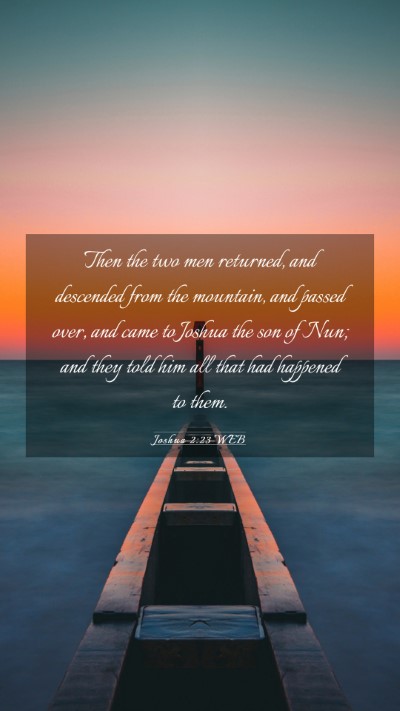 Picture 03 - Joshua 2:23 WEB Mobile Phone Wallpaper - Then the two men returned, and descended from the - Mobile Bible Verse Wallpaper