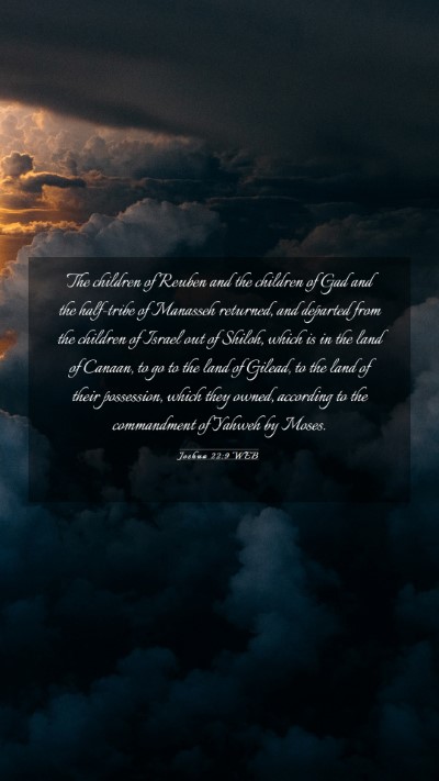Picture 03 - Joshua 22:9 WEB Mobile Phone Wallpaper - The children of Reuben and the children of Gad - Mobile Bible Verse Wallpaper