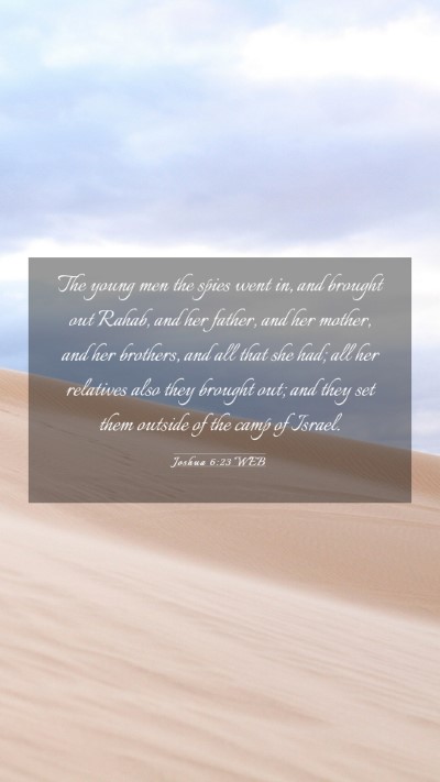 Picture 03 - Joshua 6:23 WEB Mobile Phone Wallpaper - The young men the spies went in, and brought out - Mobile Bible Verse Wallpaper